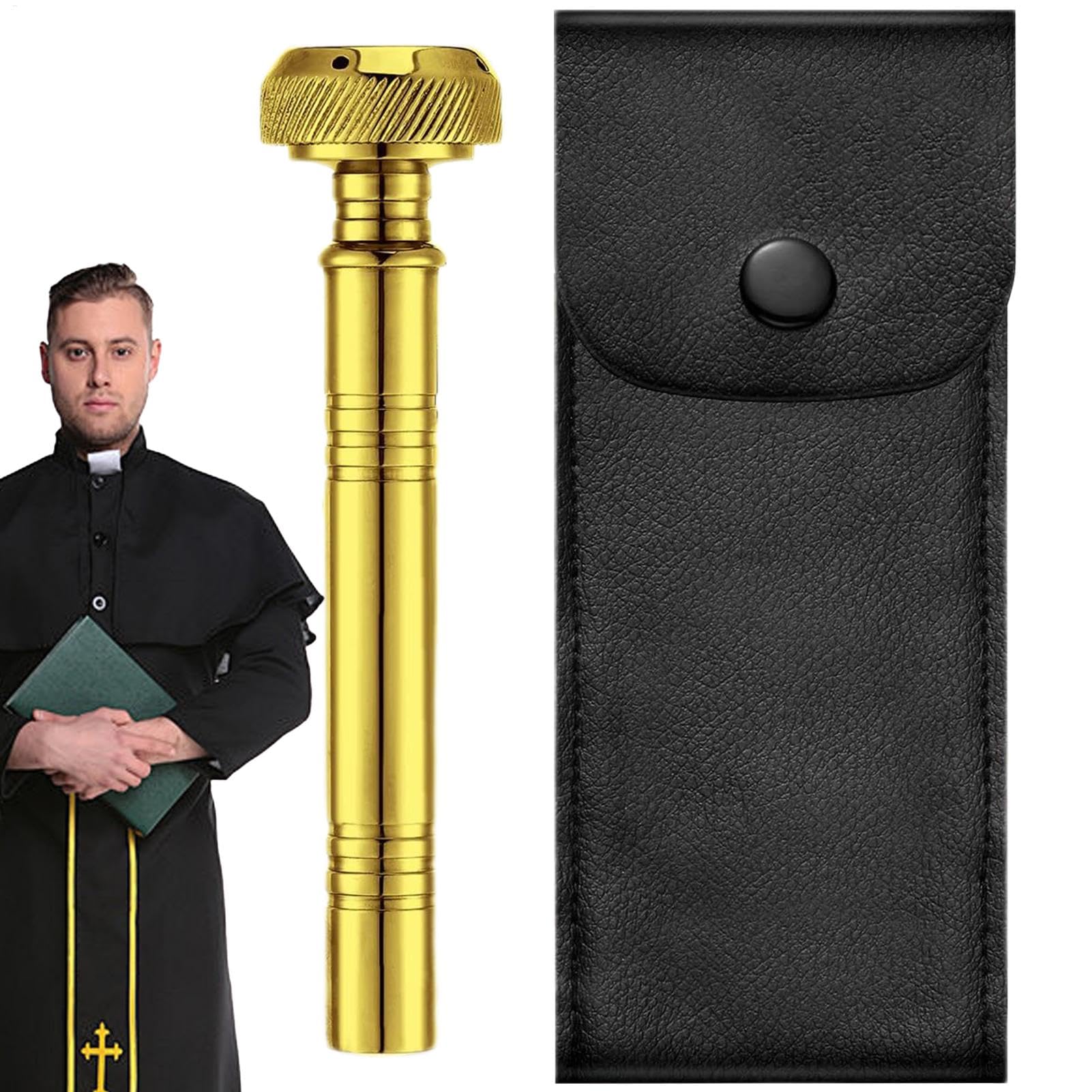 Aspersor de, rociador religioso portátil, dispensador de con bolsa de almacenamiento, herramienta Aspergillum para rituales religiosos