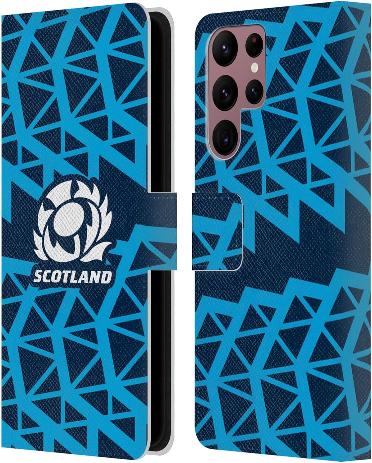 Head Case Designs Officially Licensed Scotland Rugby Training 2025/26 Crest Kit Leather Wallet Case Compatible with Samsung Galaxy S22 Ultra 5G