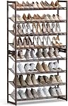 SONGMICS Raquette de chaussures, 8-Tier Organisateur de chaussures, Rangement de chaussures en métal pour garage, Entrée, Ensemble de chaussures 2, 4-Tier Étagère de chaussures empilables, avec étagères plates ou en angle réglables, 32-40 paires, noir ULMR08B