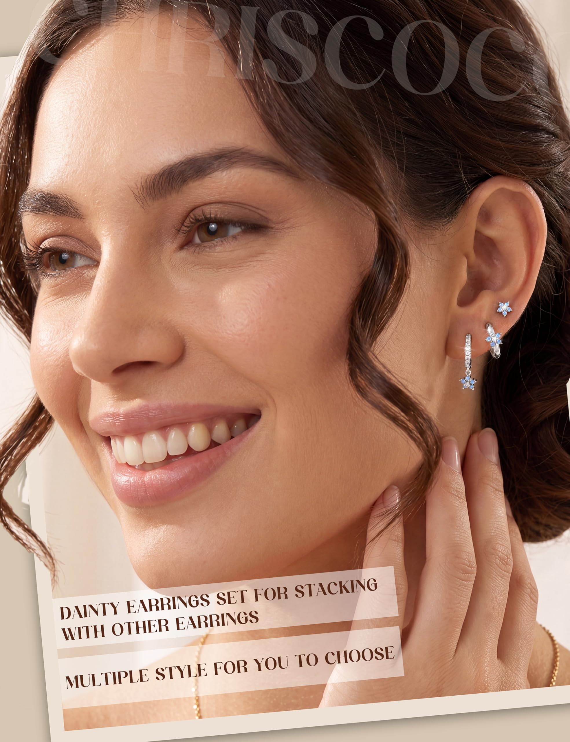 Chriscoco 3 Paia Orecchini Donna Oro Placcato 14K Acciaio Chirurgico Piccoli Orecchini Cerchio Argento Anallergici Set Piercing Orecchio