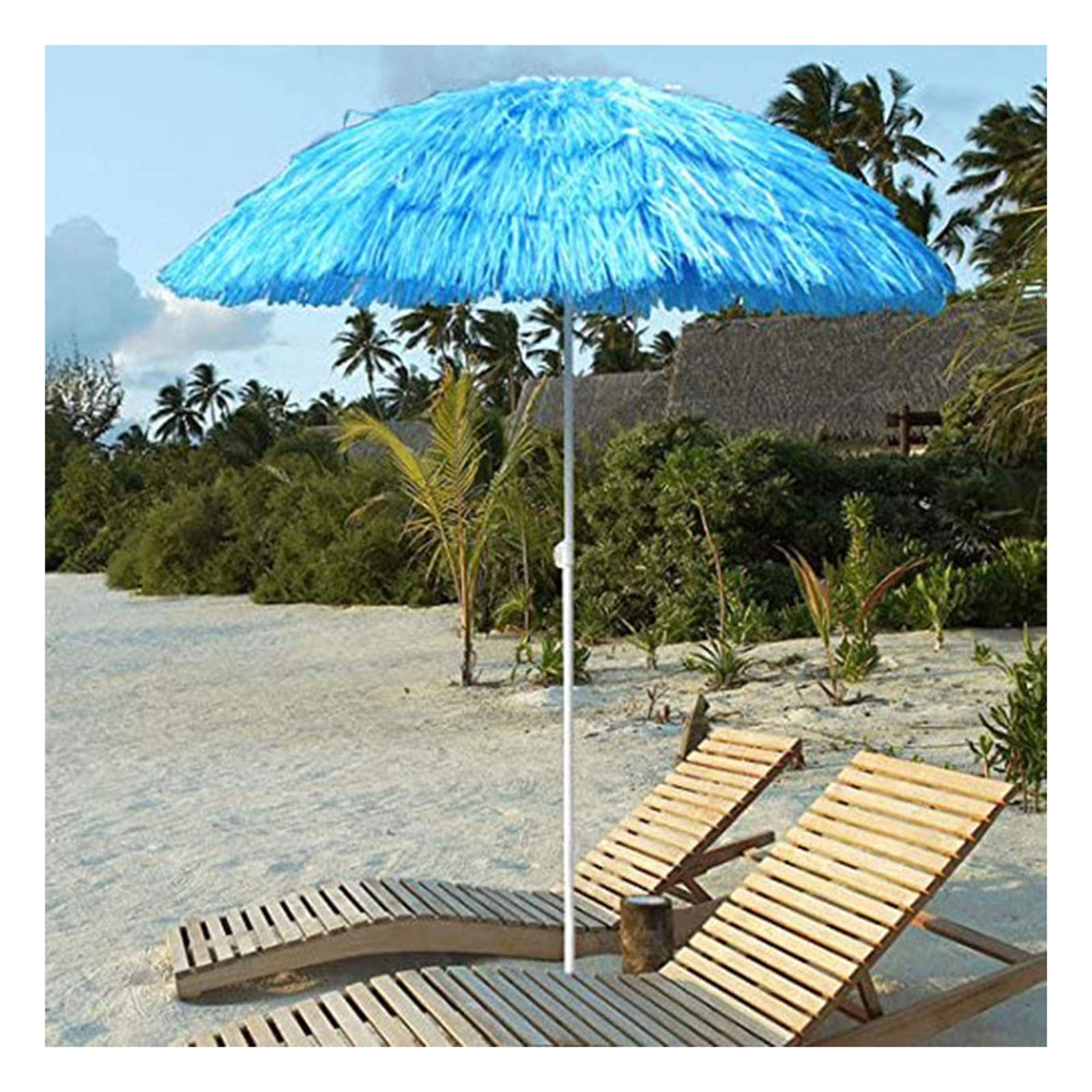 Hawaii Thatch Patio Tiki Straw Umbrella,Hula Thatched Parasol,Sun Shade Coffee shop hostel holiday Golf,Folding 8-Rib garden umbrella parasol 150x200cm/5.5x6.6ft