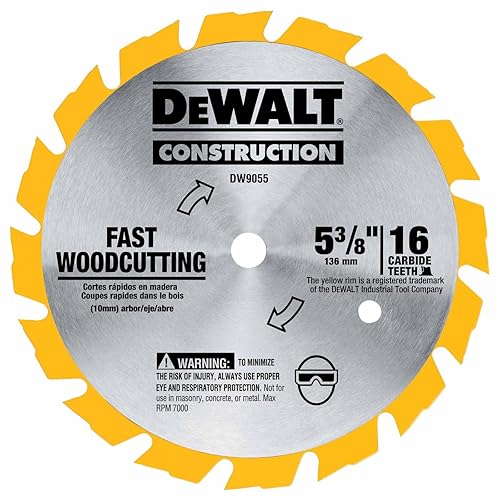 DEWALT Hoja de sierra circular, 5 38 pulgadas, 16 dientes, corte de madera (DW9055)