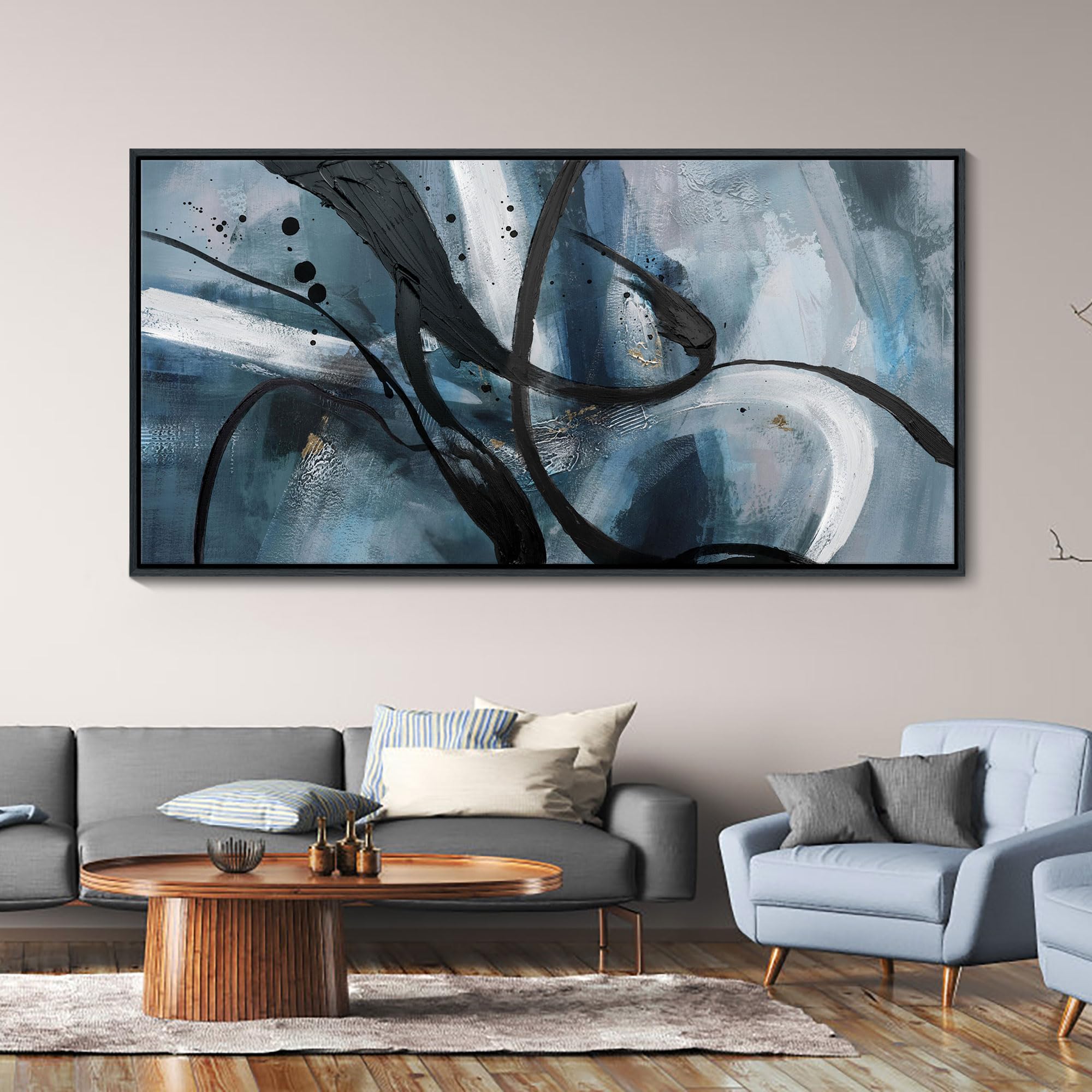 Photo 1 of ***CUT IN CANVAS***
YDYSUNE Abstract Wall Art - Black and White Large Canvas Wall Decor Graffiti Modem Minimalist Art Decoration for Living Room Bedroom Office Painting Framed Pictures Artwork Size 24×48Inch