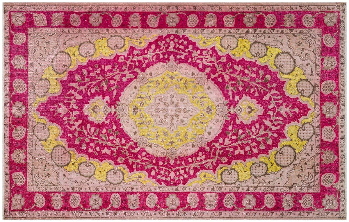 Tapis vintage turc fait à la main rouge grand format salon