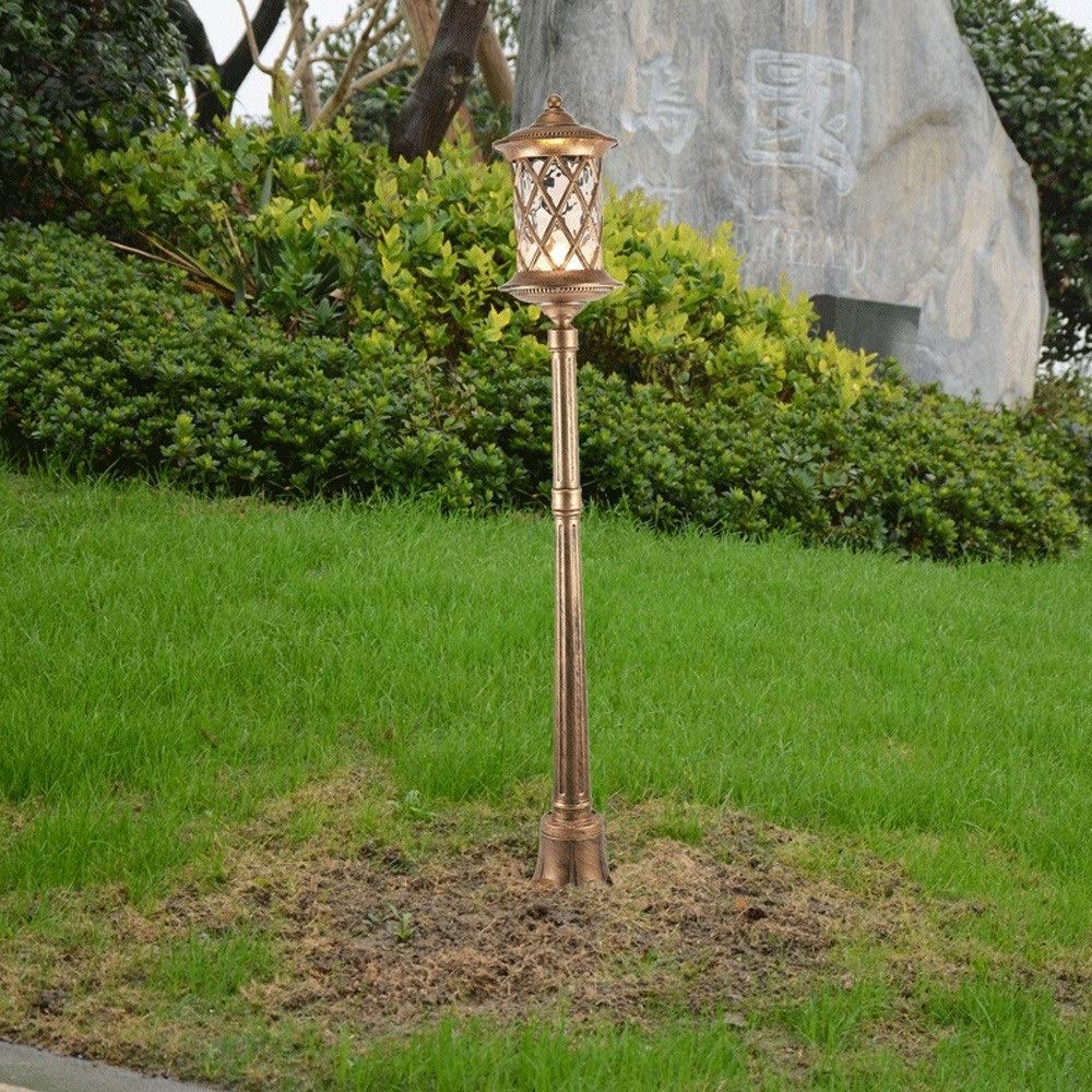 Illuminazione Esterna Europea Lampioni stradali E27 Paralume in Vetro Lampada da Paesaggio Luminosa IP54 Lampada da Giardino Professionale Impermeabile Palo Alto in Lega,Black_Height 110cm