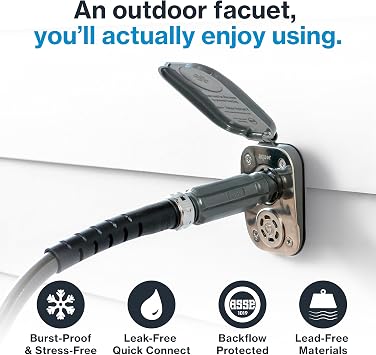 Aquor House Hydrant V2+ Frost Free Outdoor Faucet, Anti Siphon Valve with Quick Connect, Frost Proof Flush Wall Hose Bib, 2 inch Stem, 4-1/2 inch Install Depth, Slate Gray