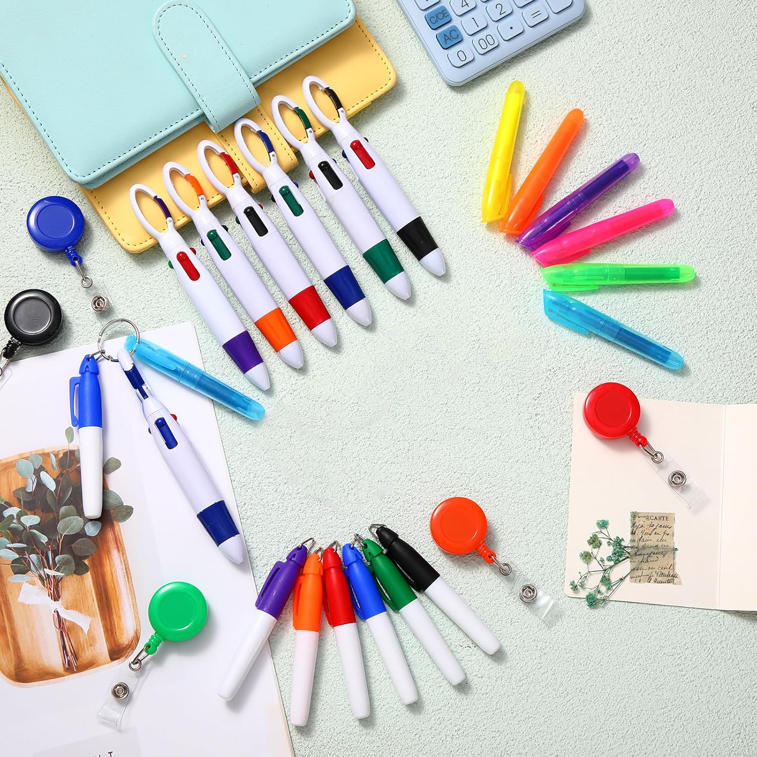 Dunzoom 240 Pcs Nurse Pen Set Back to School Gift Include Retractable Shuttle Pens Mini Tip Highlighters Marker Pens Badge Clips Appreciation Gifts for Nursing Assistant Student School Staff