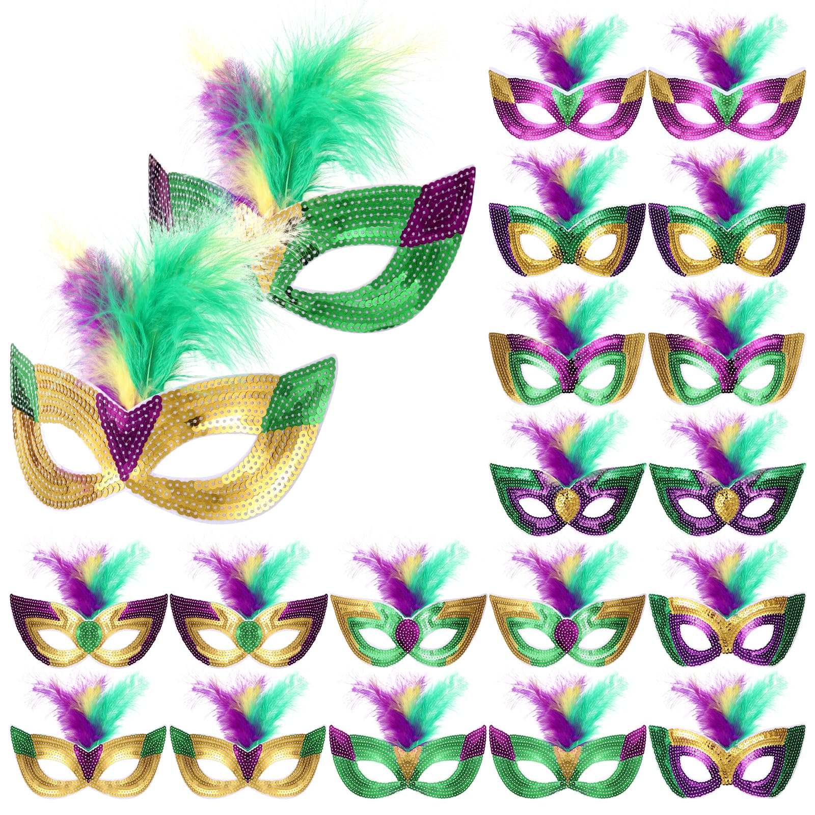 18 Piezas Máscaras de Carnaval con Plumas Máscara Veneciana para Parejas Accesorios para Disfraz de Fiesta de Mardi Fras Baile de Máscaras Máscara de Mascarada para Hombres Adultos y Mujeres