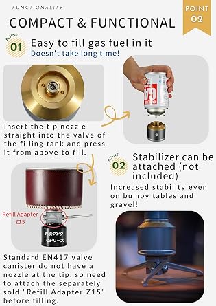 CAMPINGMOON Empty Refillable Mini Fuel Cylinder 15g for Backpacking Camping Gas Lantern TC-15 Silver