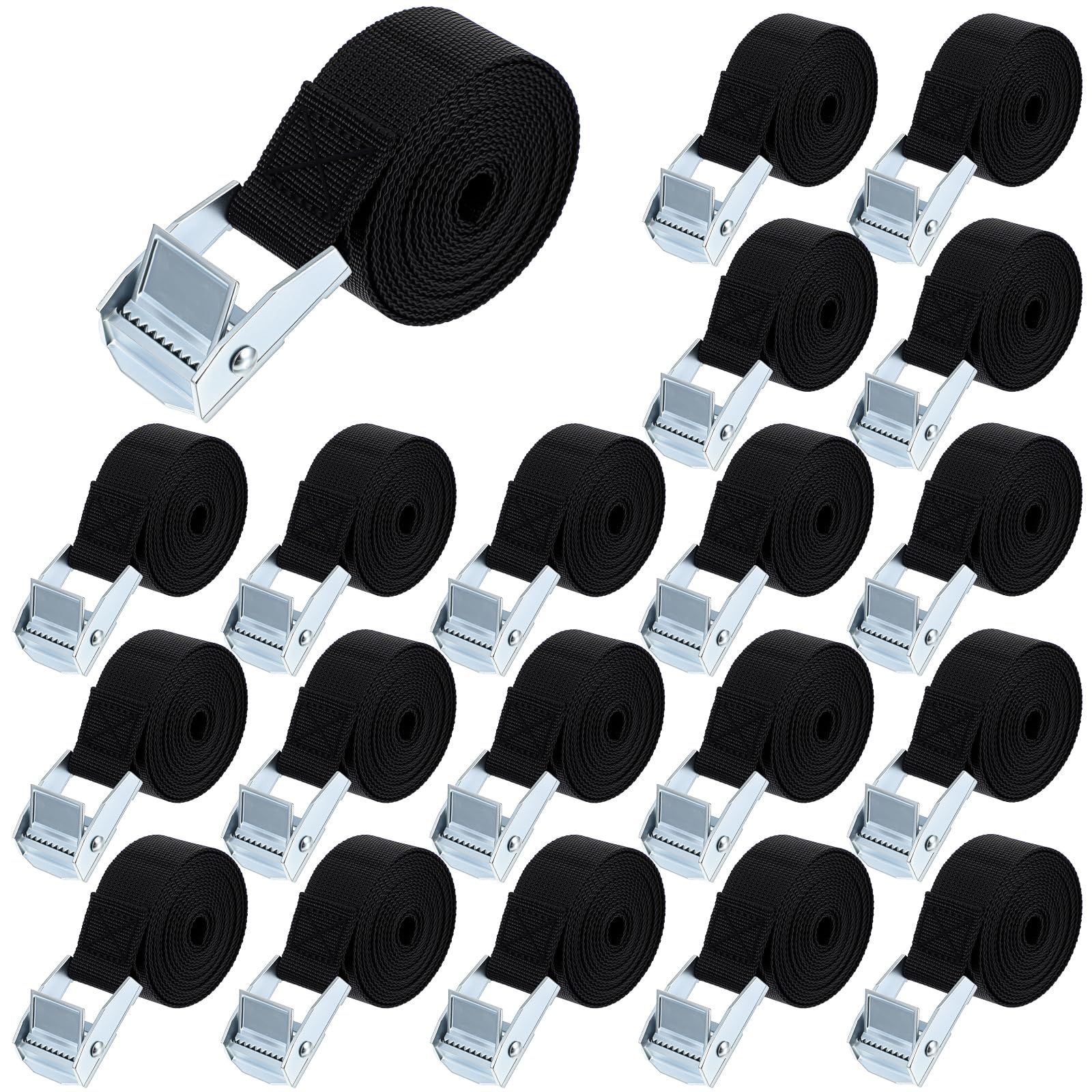 Photo 1 of Ptwola 20 Pack Lashing Straps with Buckles - 6.5 Ft, Black