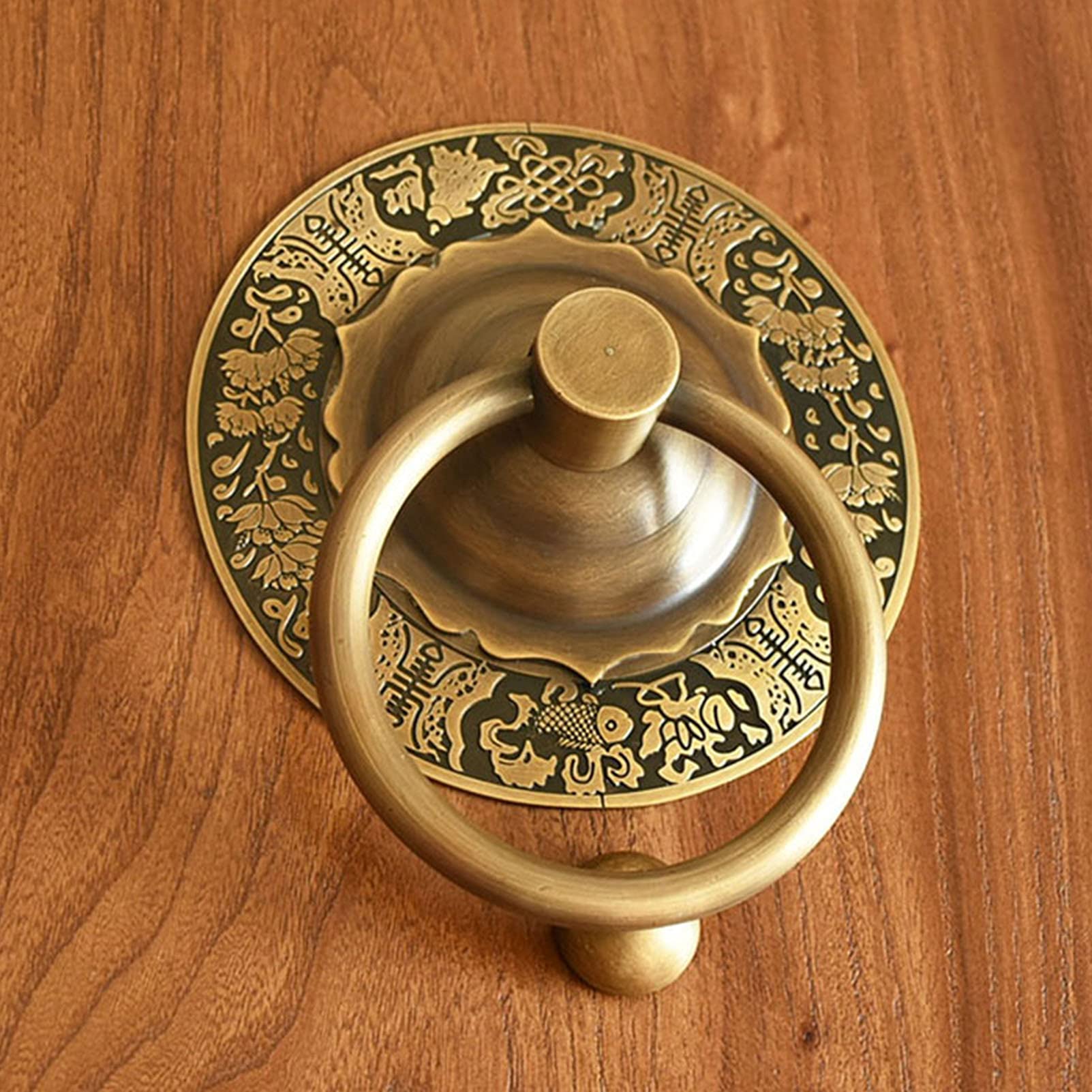 Aldaba de Puerta en Forma de Flor de Bronce,Manija de Puerta Antigua para Puerta de Gabinete de Madera,Accesorios de Decoración de Puerta Principal para Puerta de Patio de Villa/18Cm Diameter
