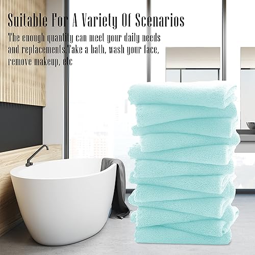 Miniatura 7 de TENSTARS Juego de 12 paños de alta calidad, secado rápido, microfibra suave, terciopelo coral, altamente absorbente, uso multiusos, para baño, spa,