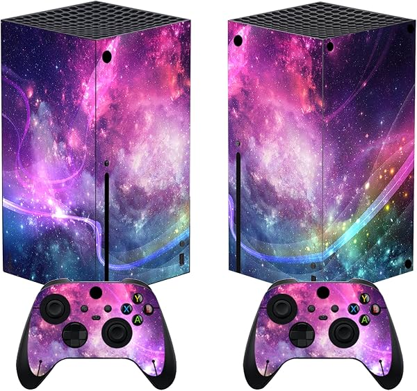 playvital Purple Galaxy Custom Vinyl Skins for Xbox Series X, Wrap Decal Cover Stickers for Xbox Series X Console Controller - 1
