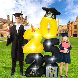 6.0FT Inflatable 2025 Graduation Decorations with LED Lights – Blow Up Graduation Yard Sign for Party, Outdoor & Indoor Decor, Perfect for Yard & Event Decor(Blak)