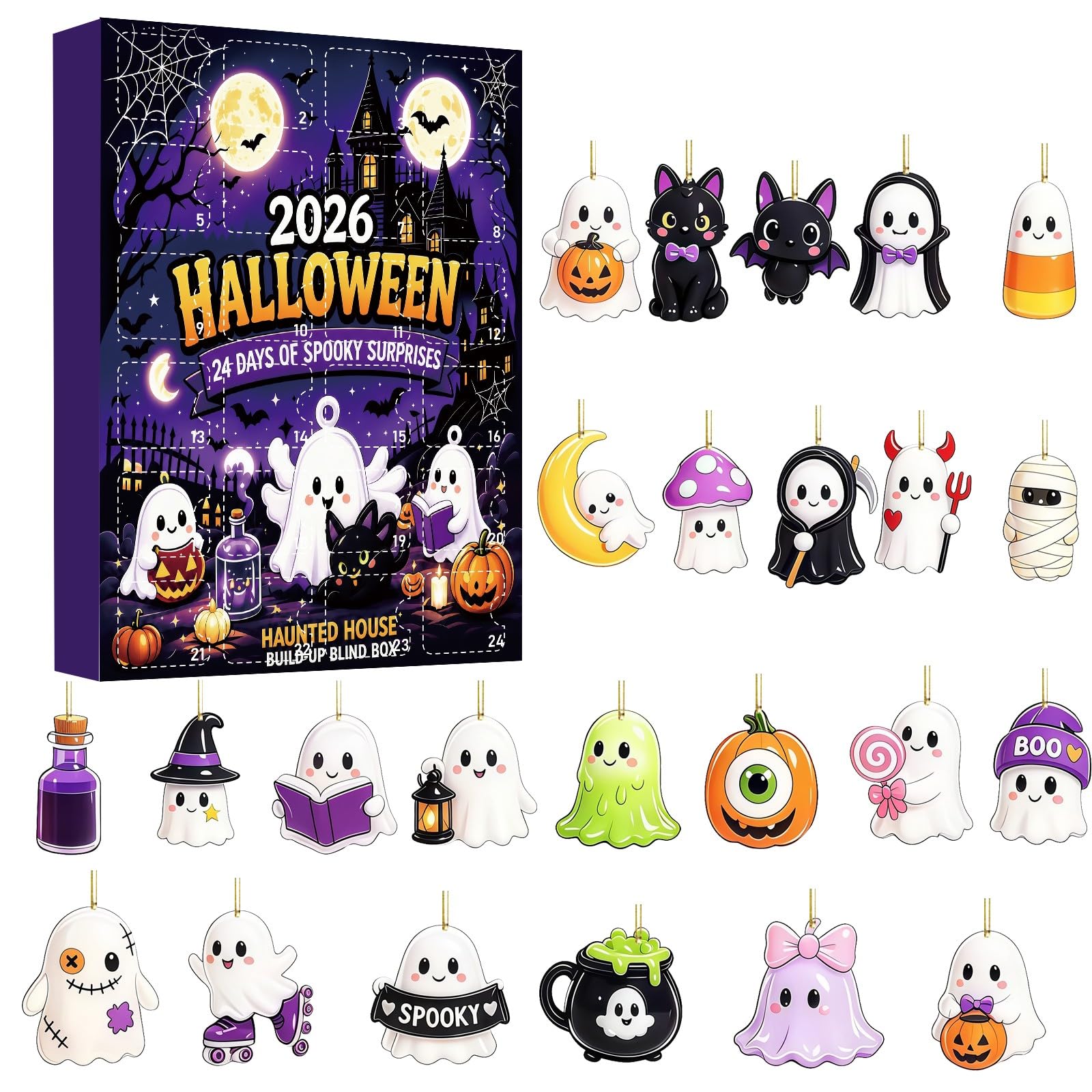 2026 Halloween Countdown Calendar, 24 Day Haunted House Countdown (B)