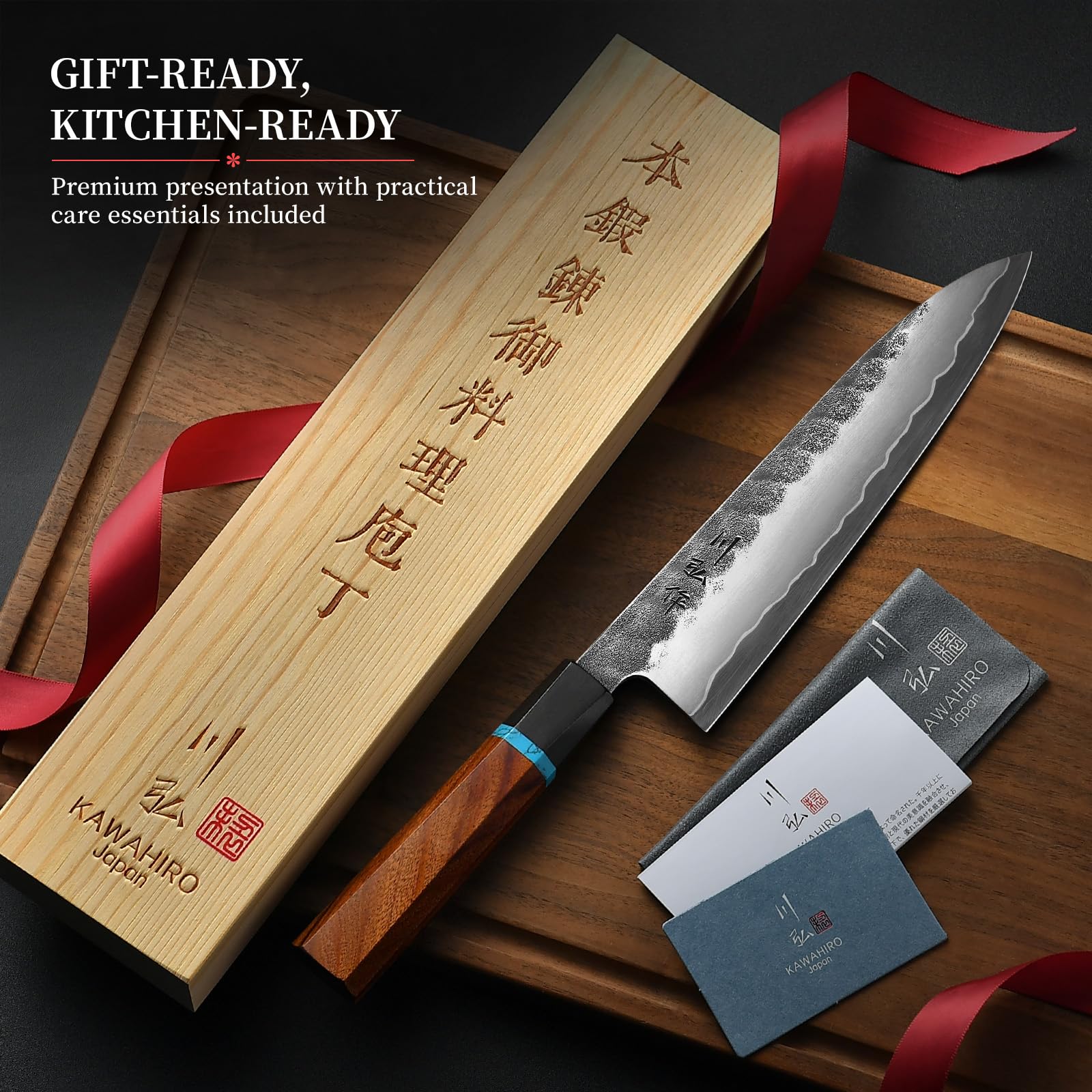 KAWAHIRO 8.27 Inch Japanese Chef Knife, Hand-Forged VG10 for Precise Cuts — Amazon image 7