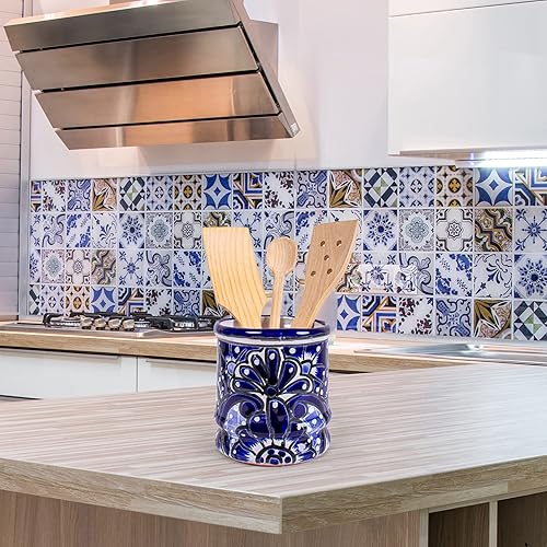 Miniatura 5 de Auténtico soporte para utensilios de cocina mexicana Talavera, cerámica pintada a mano, cerámica para utensilios de cocina, soporte para cucharas