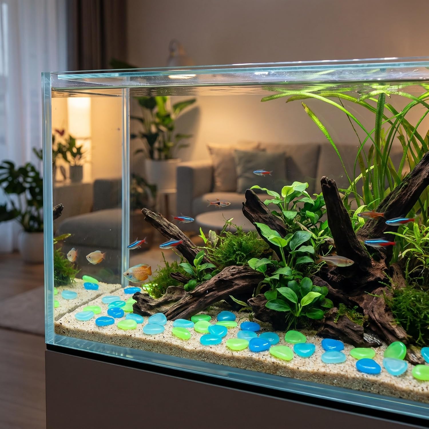 Ipetboom 300pcs Glow in The Dark Rocks, Mixed Size Glowing Pebbles