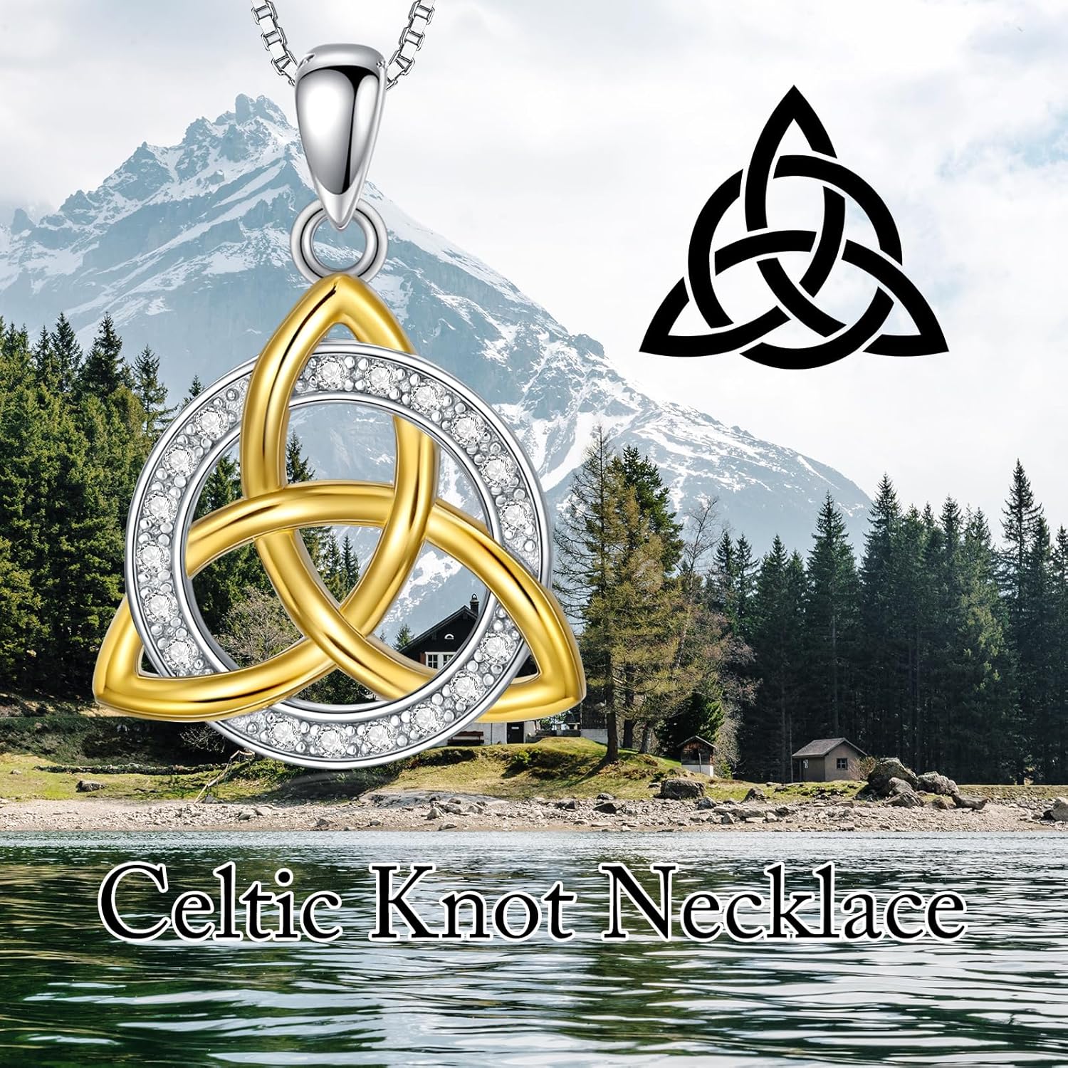 Natural Diamond Celtic Knot Necklace for Women,925 Sterling Silver Irish Trinity Knot Pendant Circle Necklaces,Best Birthday Gift for Mom Wife - Image 5