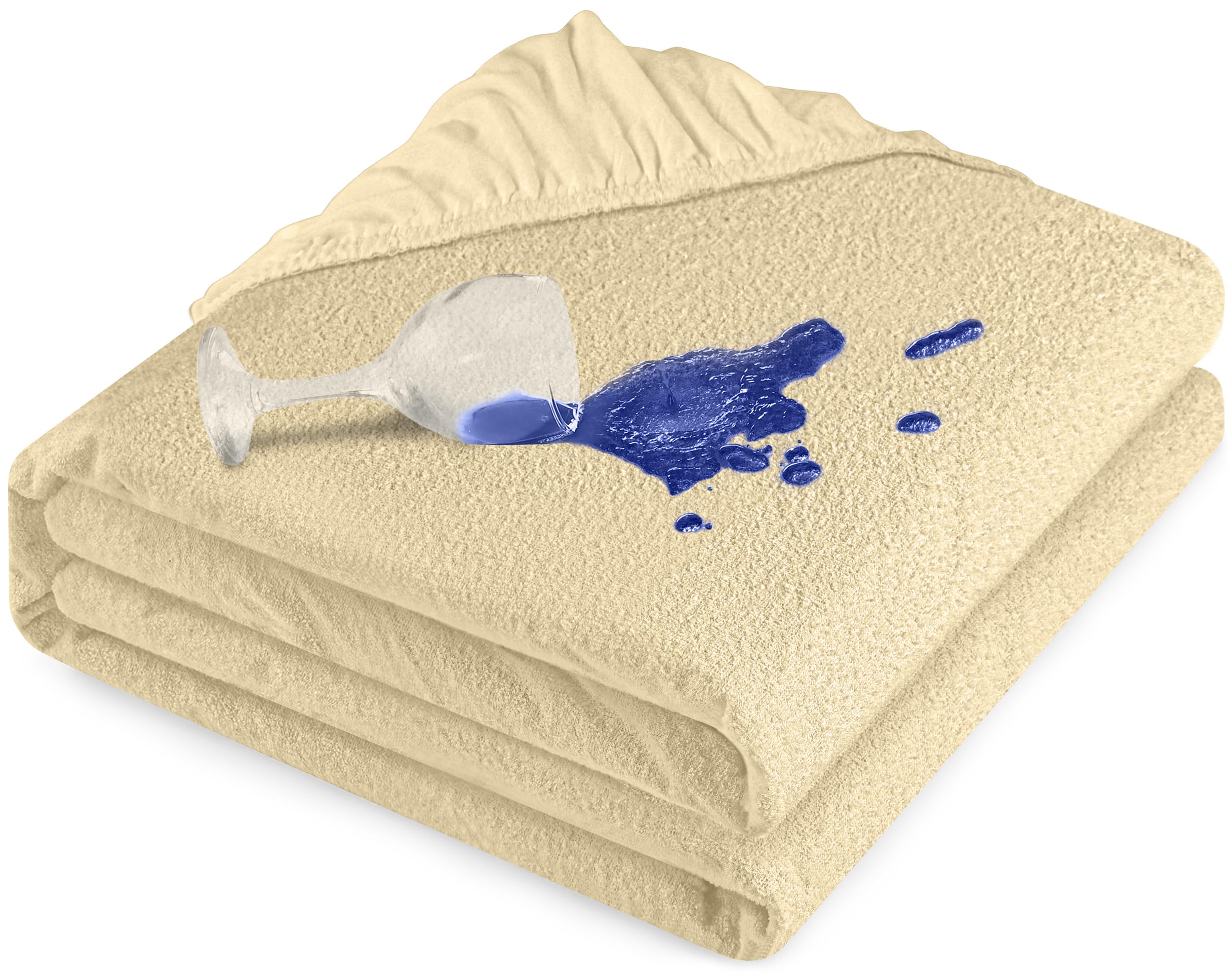 Utopia Bedding Coprimaterasso Matrimoniale Impermeabile 140 x 200 x 30 cm beige, Viscosa, Oeko-Tex Certified, Proteggi Materasso, Traspirante, Tutto Intorno Elastico
