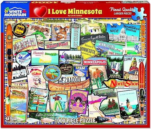 White Mountain I Love Minnesota - Rompecabezas de 1000 piezas