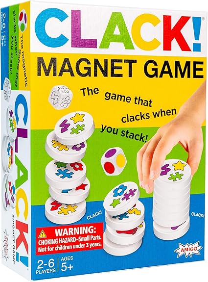 AMIGO Games Clack! Categories - Exciting Kids Magnetic Stacking Game for 2-8 players Ages 7+ | Fun, Educational, & Fast-Paced Family Game