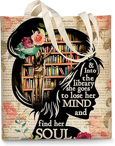 AUSVKAI Bolsa de lona estética para mujer, lindas bolsas de algodón reutilizables de tela para la universidad, compras, playa, comestibles, regalos