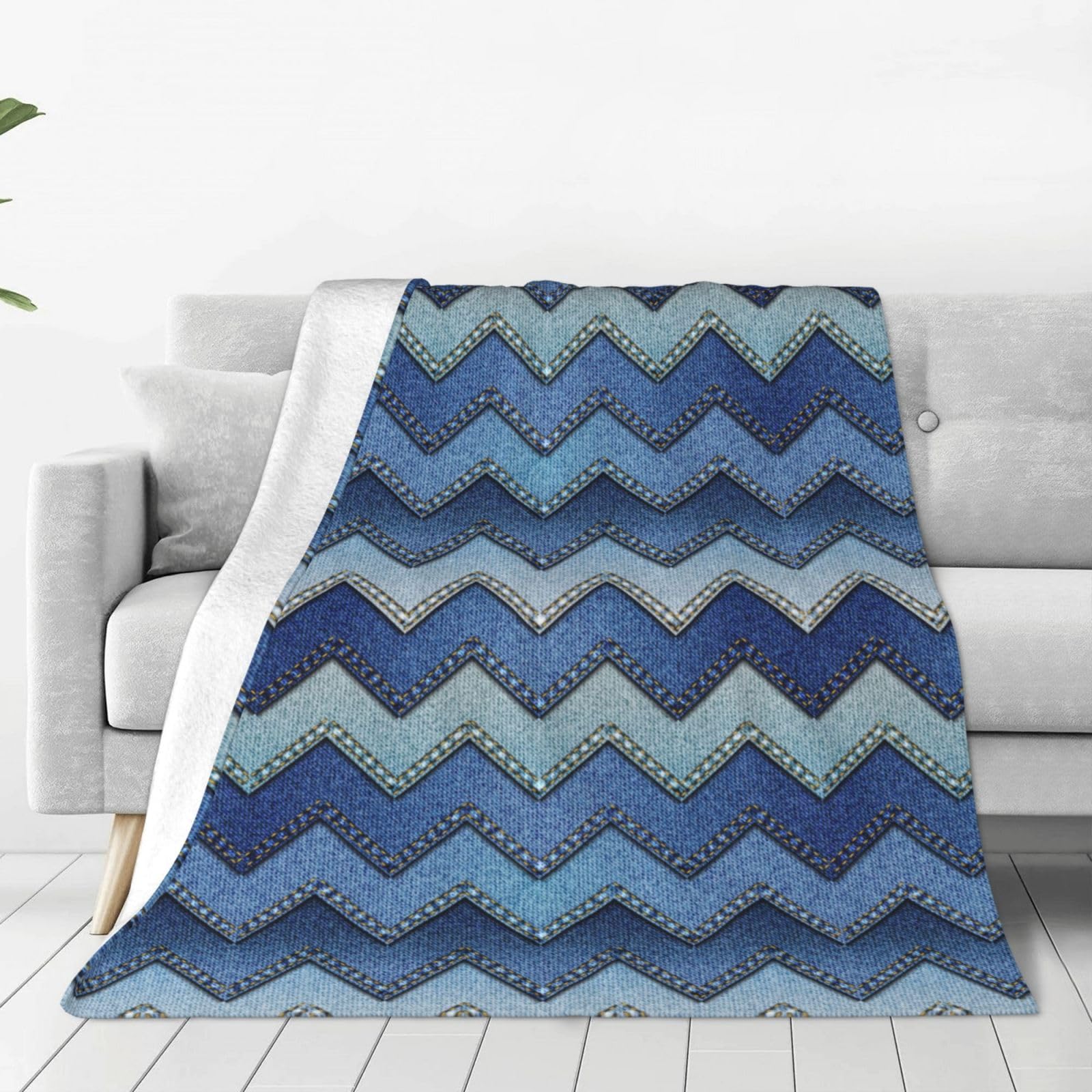 Couverture douce en flanelle bleu dégradé WURTON 152x127 cm pour canapé