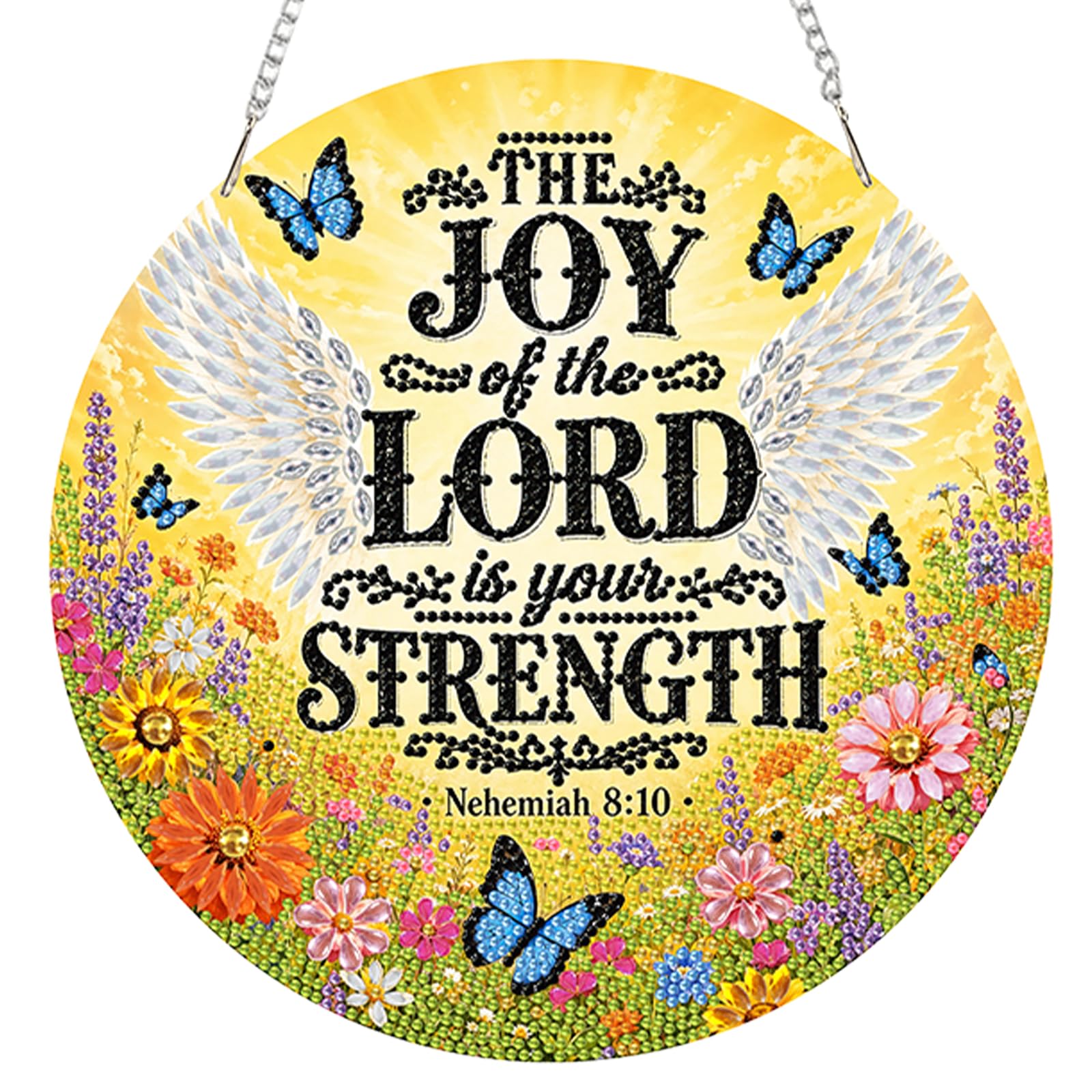 Diamond Art Suncatcher, Window Hanging Diamond Art Kit for Adults, 5D Diamond Art Painting Acrylic Pendant for Home Garden Wall Door Decor(Angel Bible Verse Sign)