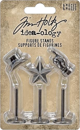 Tim Holtz - Advantus Idea-Ology Adornos de metal 3Pkg-Figure Stands Artesanía, Plata