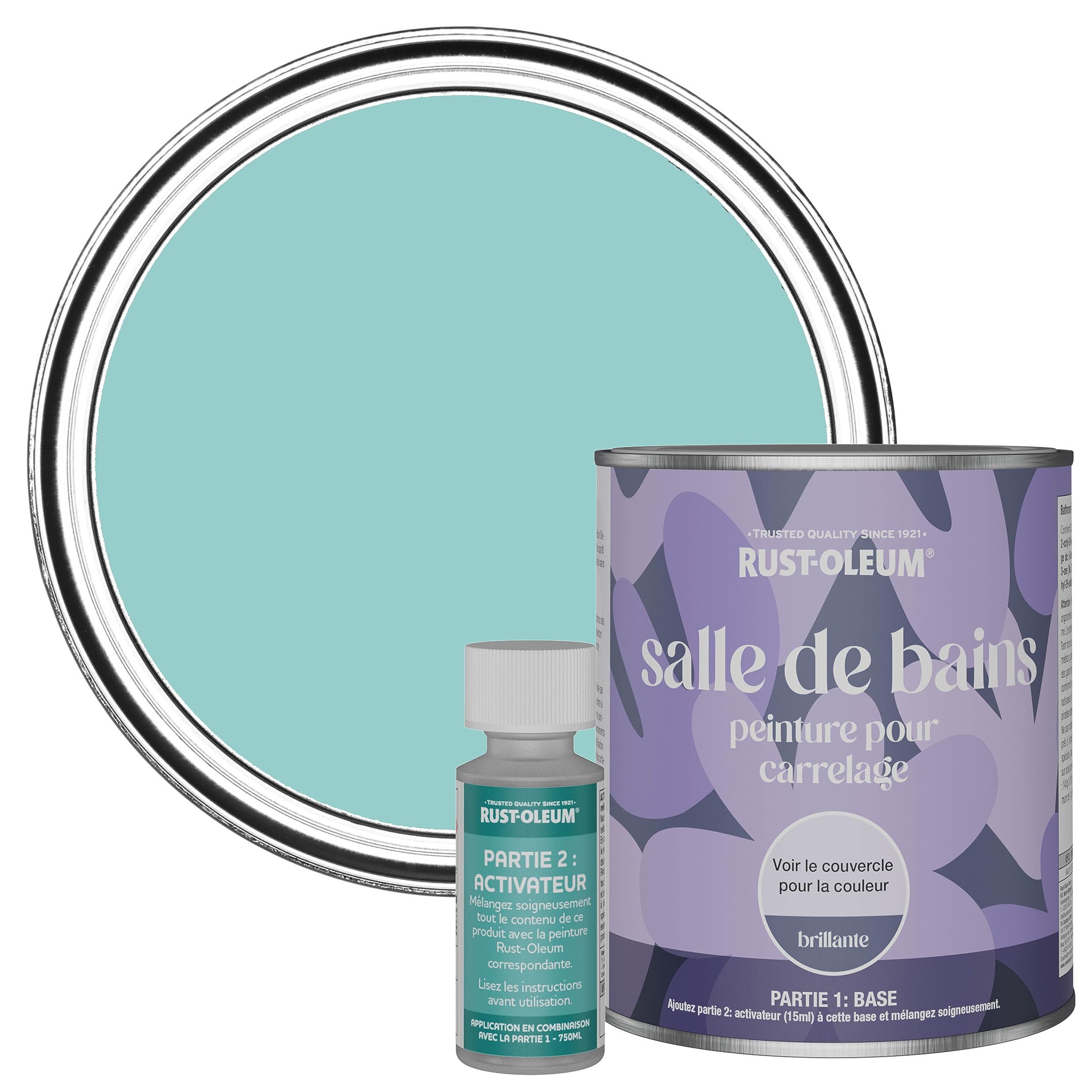 Rust-Oleum Peinture Bleue Résistante à l'eau pour Carrelage de Salle de Bain, Finition Brillante - Bleu-vert 750ml