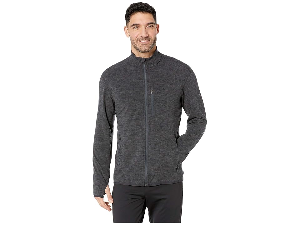 

Icebreaker Descender Long Sleeve Zip (Jet Heather/Monsoon) Men's Clothing