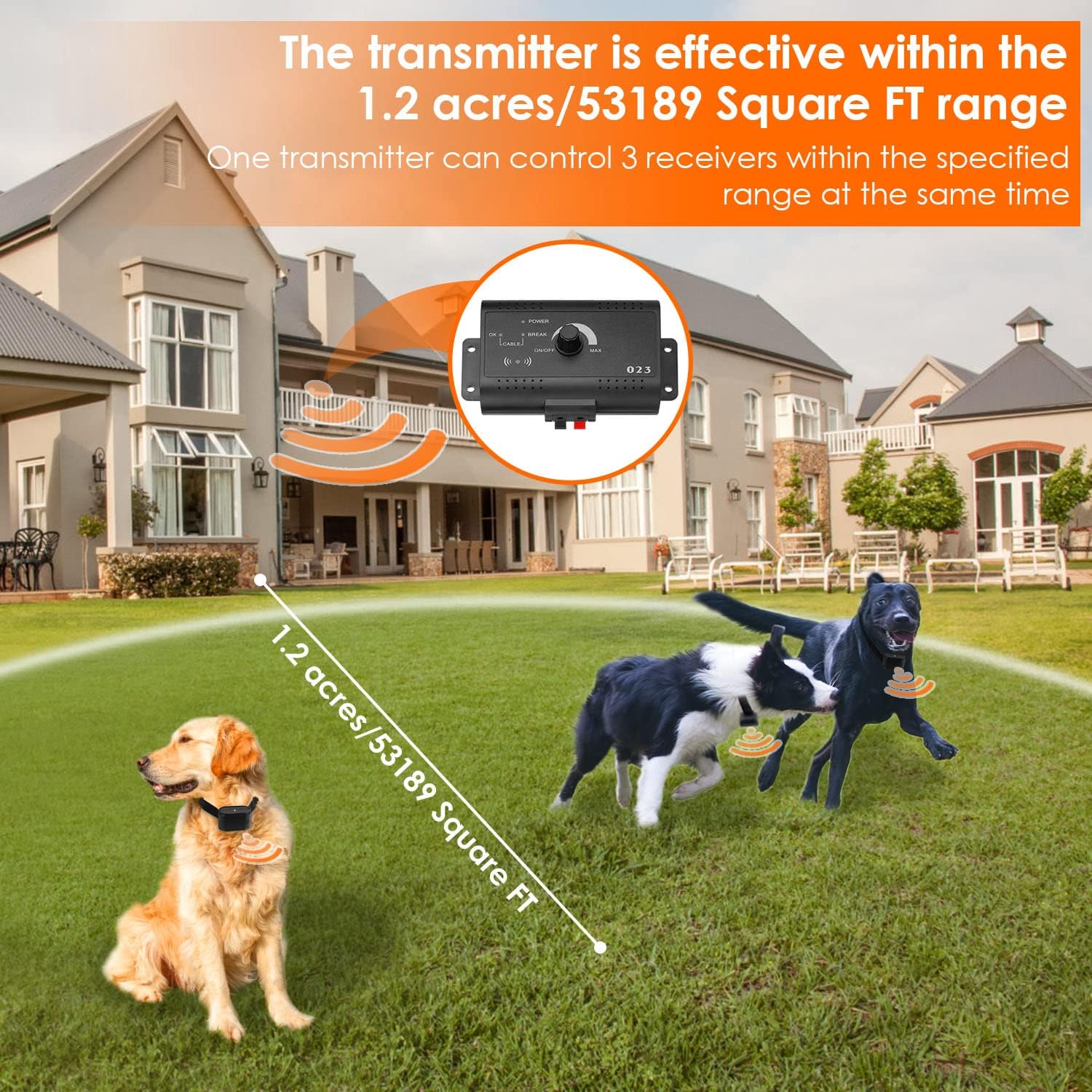 iMounTEK Electric Dog Fence Electric Fence System for Dogs Underground Dog Fence Perimeter Dog Collar Pet Tone Shock Boundary Containment Water Resistant 2 Receivers Outdoor for Dog