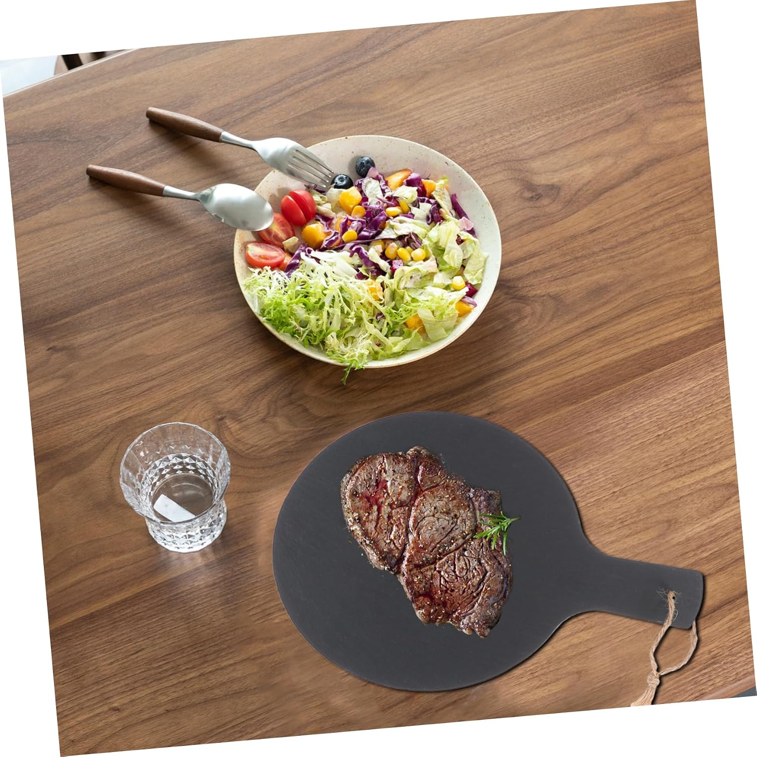 Serving Plate for Steak Bread Natural Stone Sushi Black