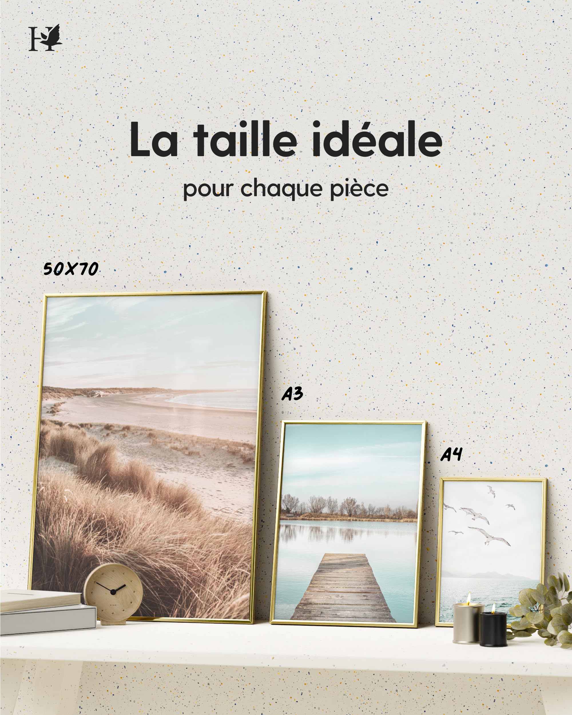 Heimlich® 2x Cadre Photo 30x30 cm en Aluminium Doré | Cadre 30x30 cm | Cadre à Documents 30x30 | Verre Acrylique Incassable Excellente Qualité Durable | Décoration Murale 30x30