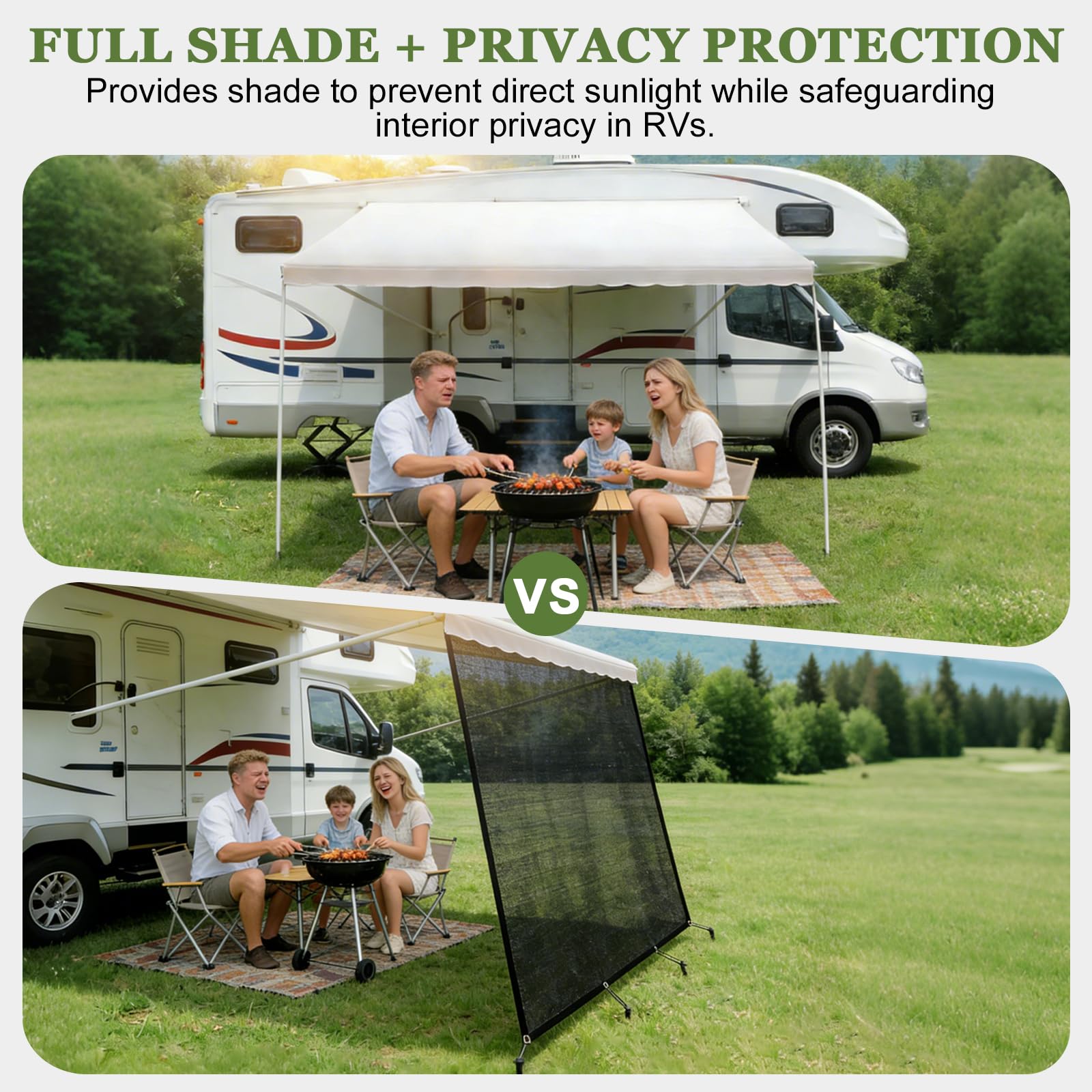 Auvent Caravane Universelle 2.46 x 3.35 m, Store Banne Camping Car Exterieur, Auvent Fourgon Aménageé, Protection Contre Les UV, Imperméable, Protection de la Vie Privée