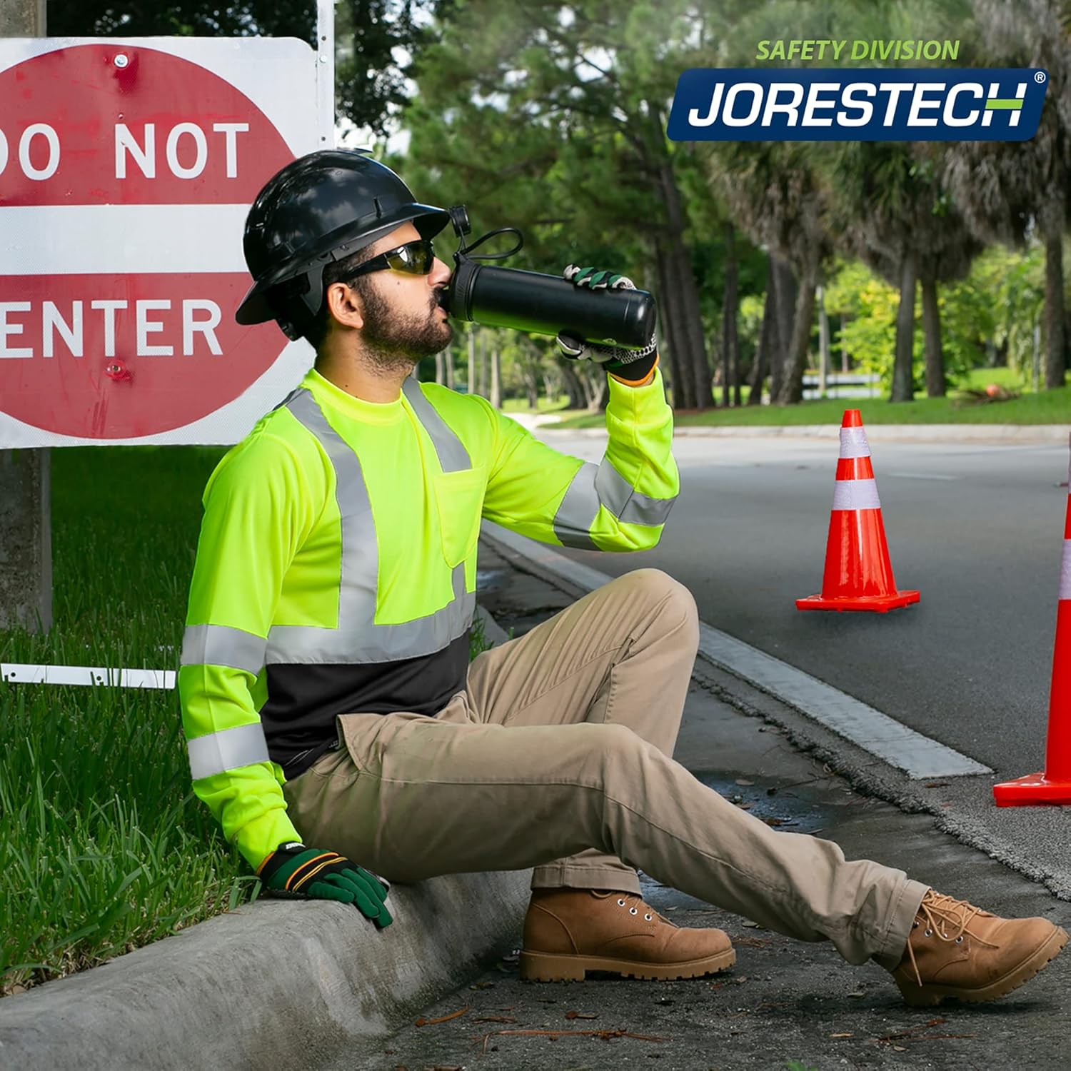 JORESTECH Safety T Shirt Reflective High Visibility Long Sleeve Yellow/Lime Black Bottom ANSI Class 3 Level 2 Type R TS-13 (XL) : Tools & Home Improvement