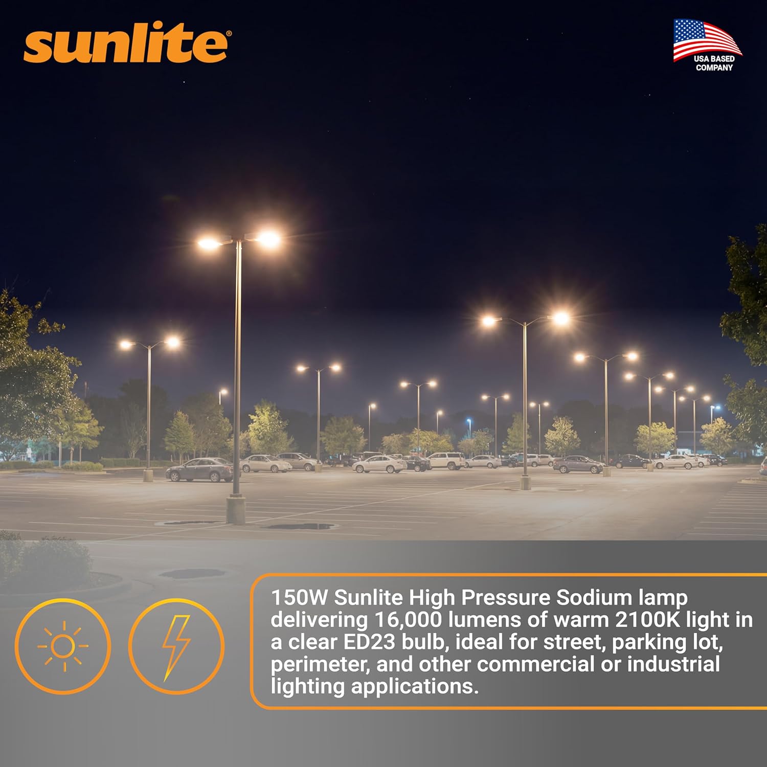 Sunlite 03635-SU LU150/MOG 150 Watt High Pressure Sodium Light Bulb, Mogul Base (E39), ANSI Code S55, 16000 Lumen, 20000 Life Hours, Clear, 2100K