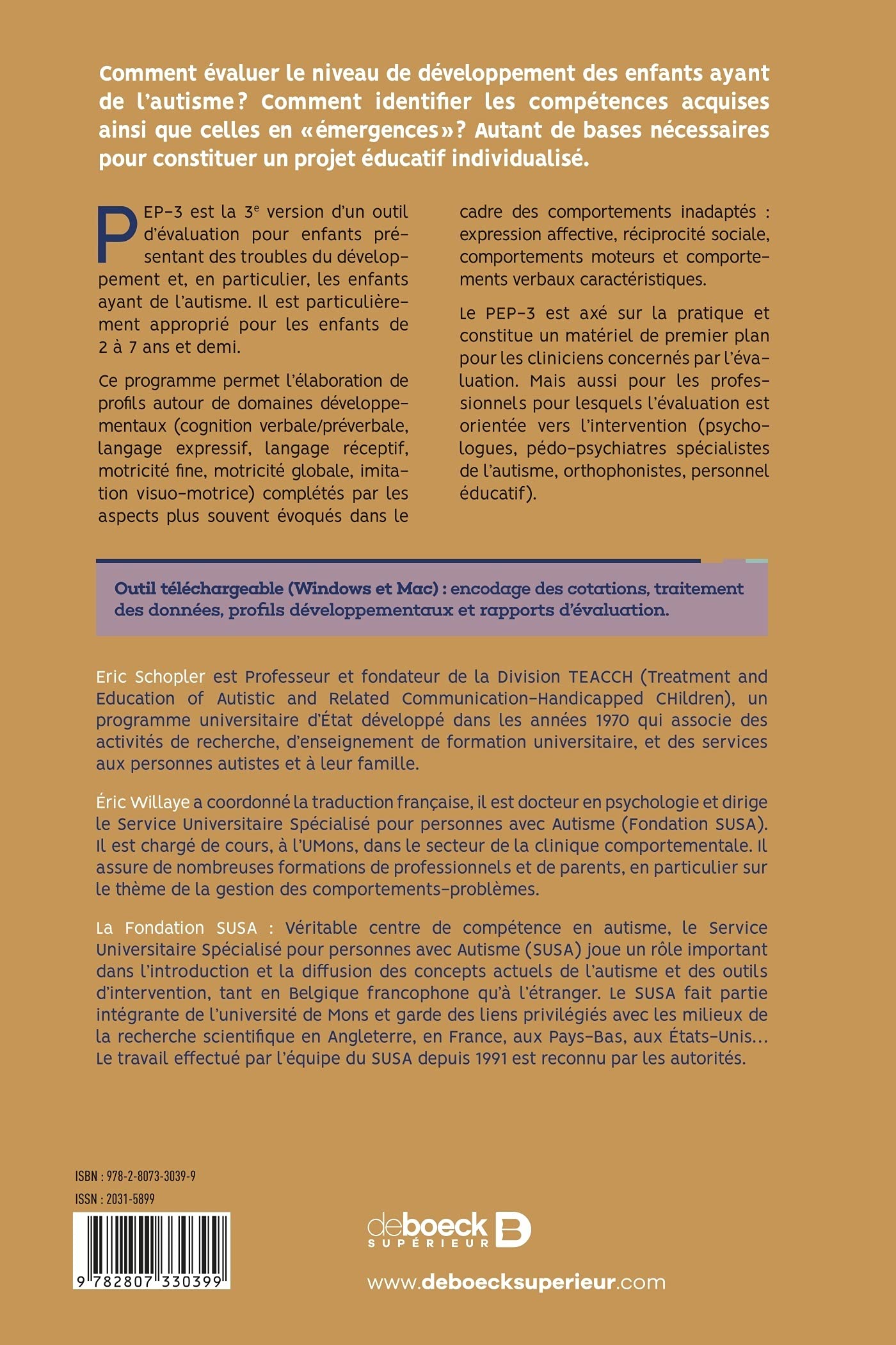 PEP-3 : Profil psycho-éducatif: Évaluation psycho-éducative individualisée de la division TEACCH pour enfants présentant des troubles du spectre de l'autisme