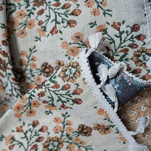 Miniatura 5 de BHUSB Cortinas de granja para sala de estar de 63 pulgadas de largo, cortinas bohemias de lino y algodón floral para ventana, cortinas semiopacas