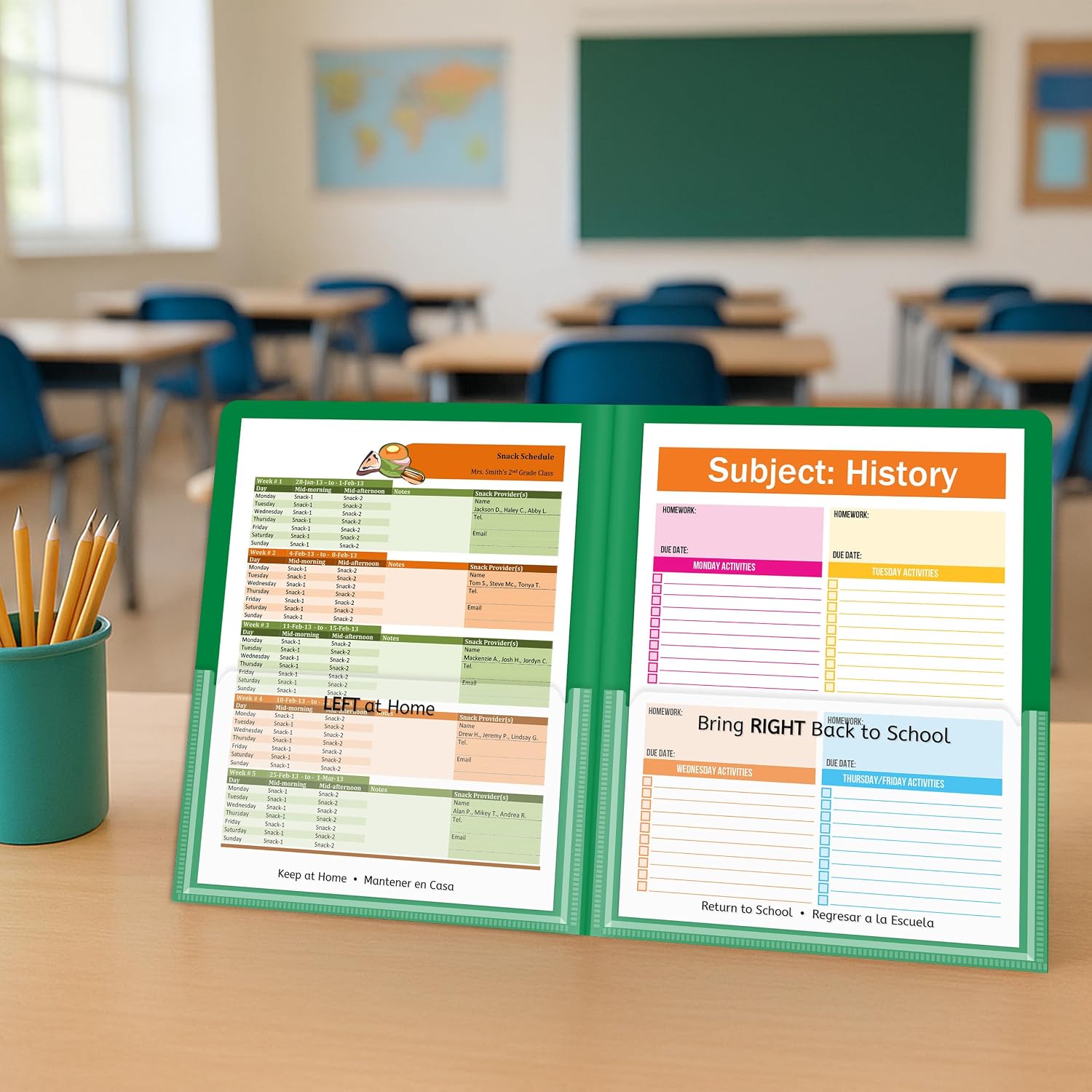 C-Line Classroom Connector School-to-Home Folders, Green, 25 per Box (32003) image 3
