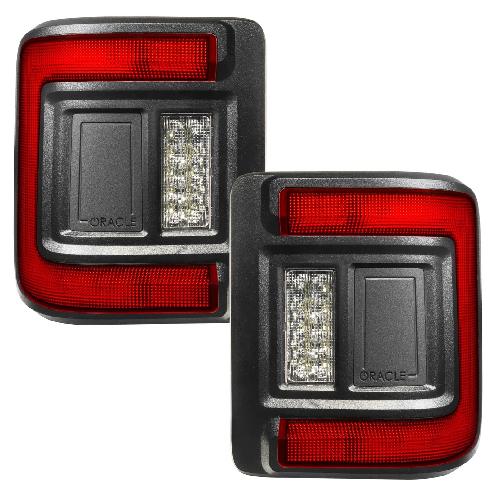 ORACLE Lighting 5884-504 Pair of Standard Red Flush Mount LED Tail Lights fits 2018 2022 Wrangler JL - Low-Profile Wrap-Around Design, Signature Perimeter Lighting