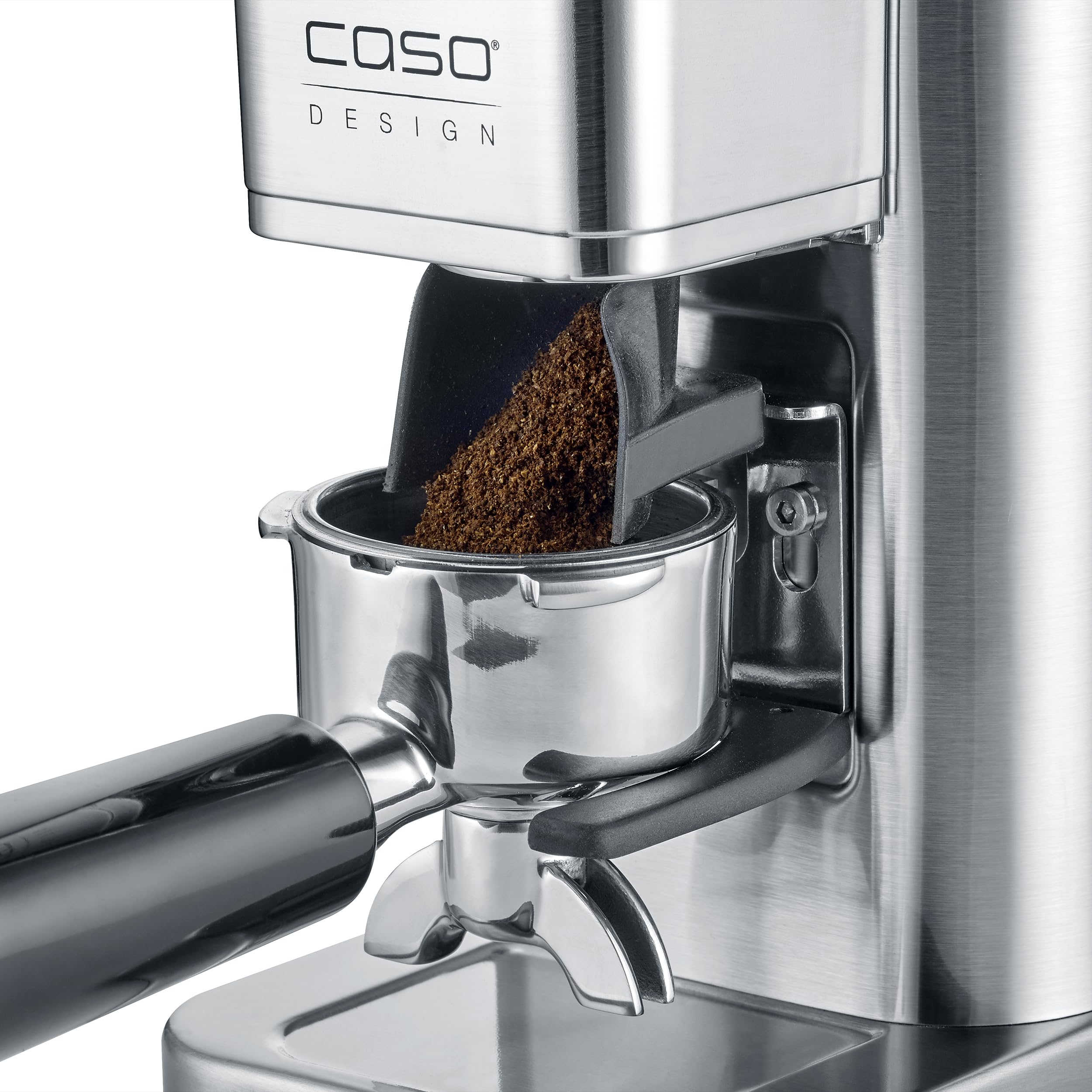CASO BaristaChef Inox elektryczny młynek do kawy, stożkowy mechanizm mielący ze stali nierdzewnej, 48 stopni mielenia, 450 obr./min