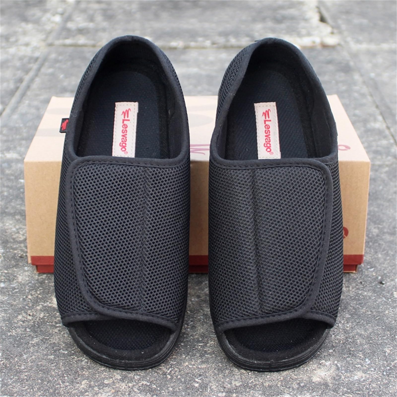 Zapatillas Hombre Zapatos para Diabéticos Ajustables Sandalias para Caminar con Punta Abierta Extra Ancha para Pies Hinchados Y Edemas