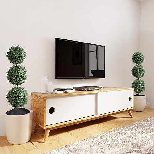 Miniatura 8 de Paquete de 2 bolas topiarias artificiales para árbol frutal blanco  Boj de triple bola  37 pulgadastriple bola boj para interiores y exteriores