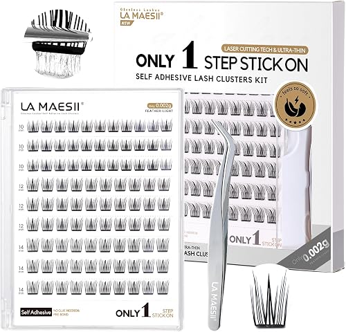 LA MAESII Self Adhesive Eyelashes Kit,Pre Glued Natural Eyelashes SA25
