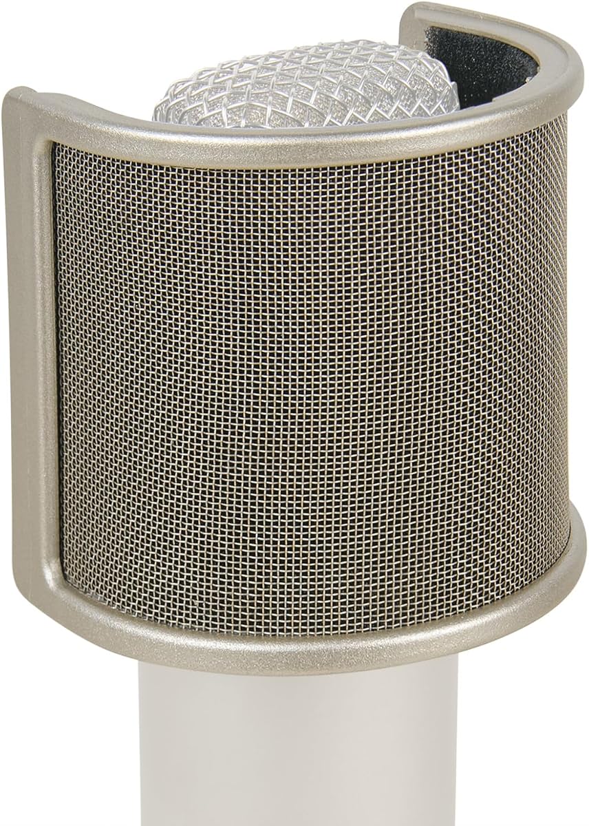 for Creators Mic Metal Pop Filter, Windscreen Cover with Metal Mesh and Foam Filter, Antipop Mask Compatible with Audio-Technica AT2020, Fifine K669B, Rode NT-USB (Size S/Nickel)