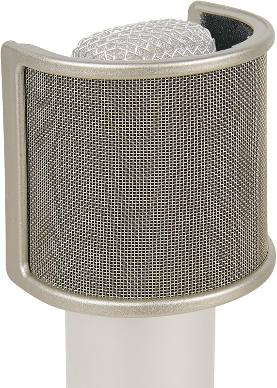 for Creators Mic Metal Pop Filter, Windscreen Cover with Metal Mesh and Foam Filter, Antipop Mask Compatible with Audio-Technica AT2020, Fifine K669B, Rode NT-USB (Size S/Nickel)