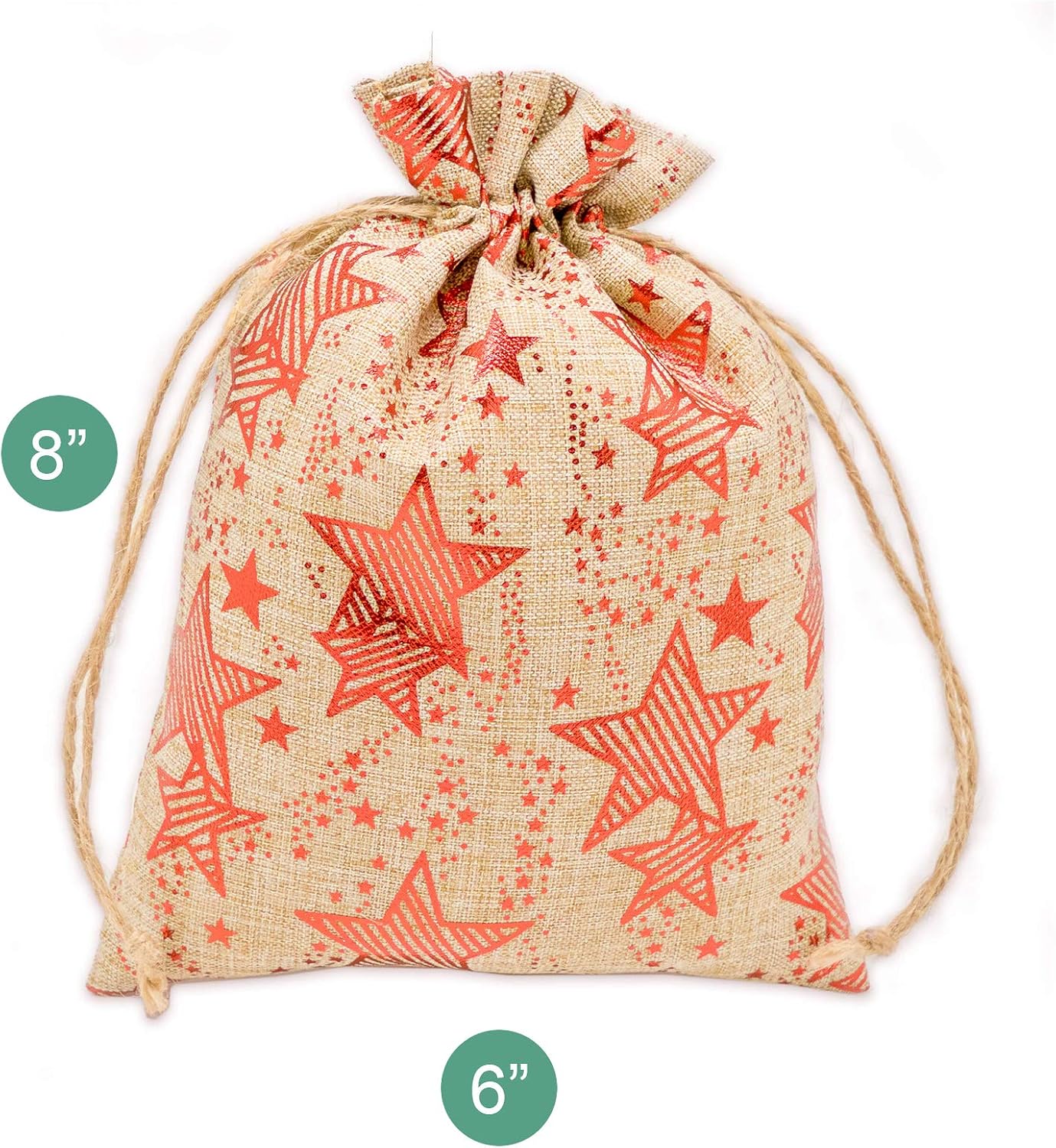 12 pc Reusable Burlap "Stars" Gift Bags w. Drawstrings byTheDisplayGuys image 2