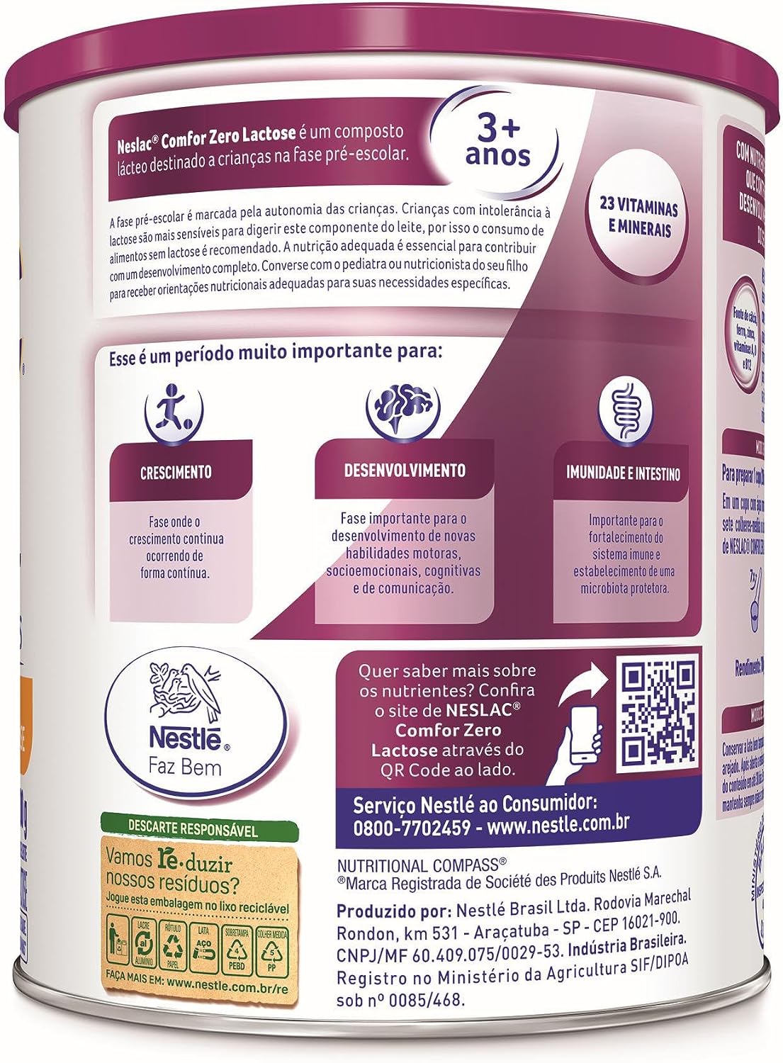 Neslac Comfor Zero Lactose - Composto Lácteo, Fórmula infantil, 700g